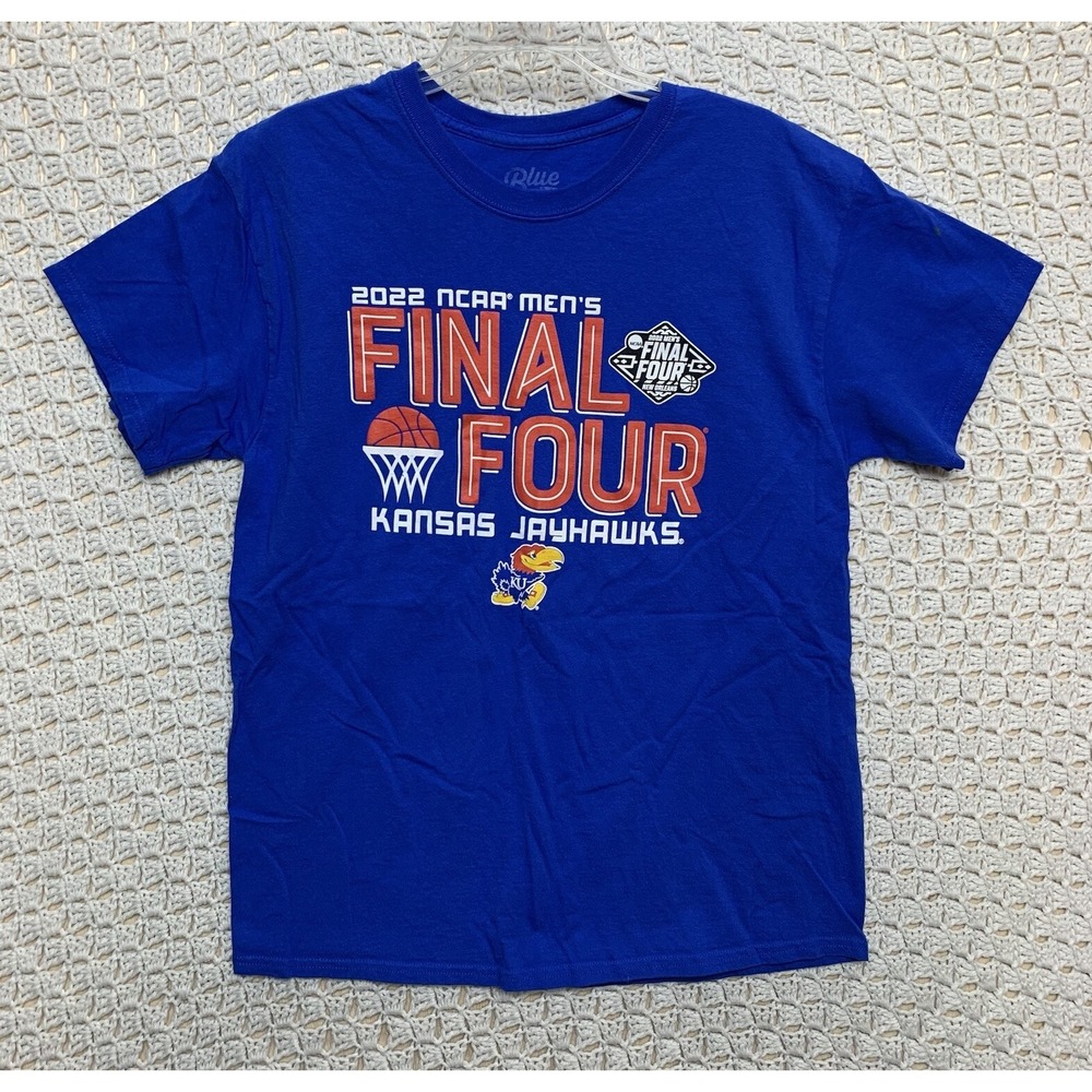 Blue,84 Kansas Jayhawks Basketball NCAA Mens 2022  Final Four T-Shirt‎ L Blue